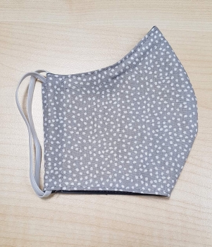 Behelfsmaske Pünktchen grau, Alltagsmaske, Community Mask, Mund-Nase-Bedeckun