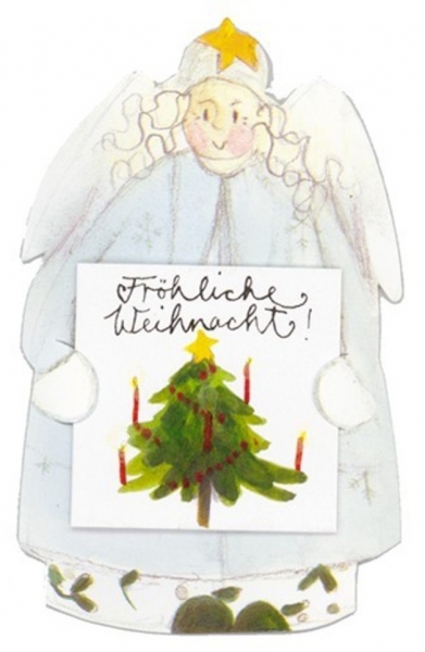 Weihnachts-Geschenk-Aufklebefigur Engel weiß